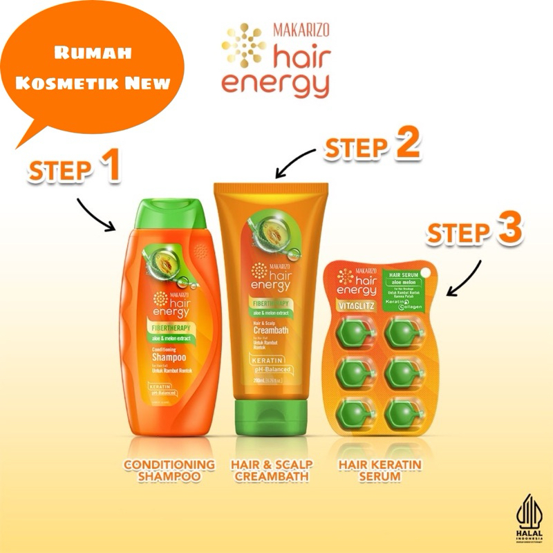 [PAKET] Makarizo Keratin Hair Energy Rawat Rambut Rontok - Varian Aloe Melon