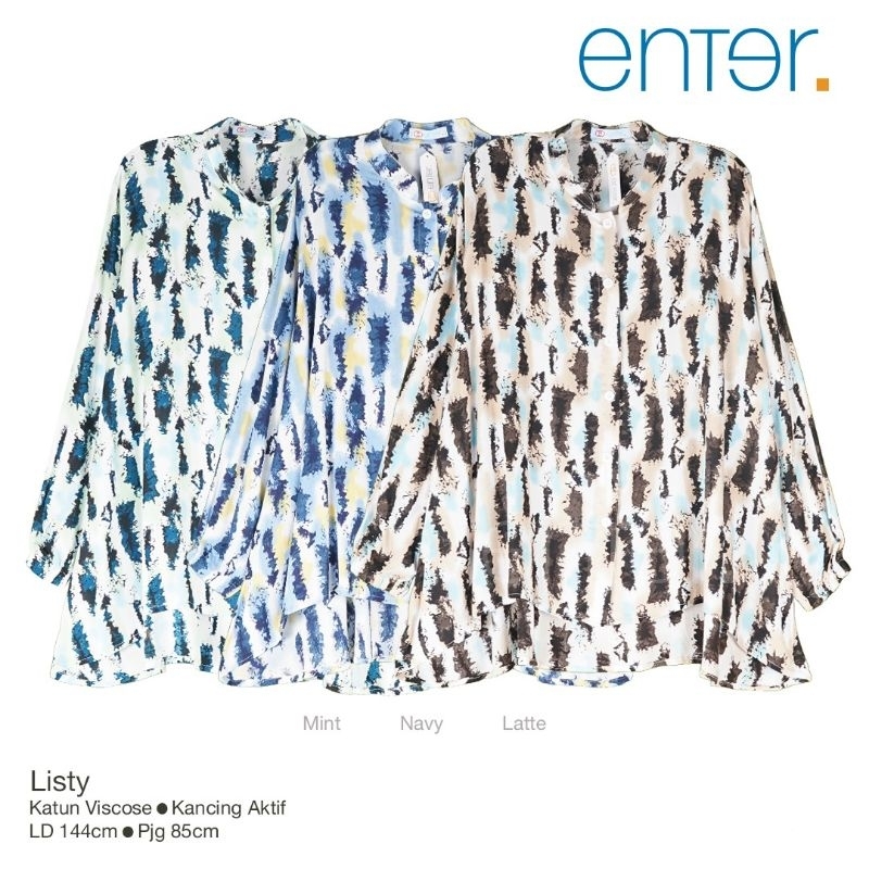 ARIEL TUNIK LISTY TUNIK BY ENTER SIZE JUMBO LD 140 KEMEJA MOTIF MAT RAYON