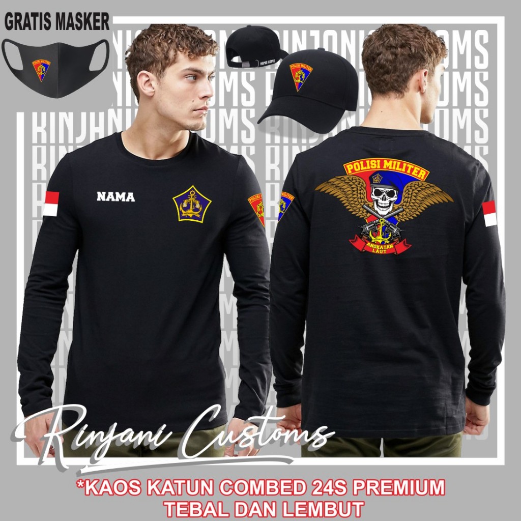 KAOS POLISI MILITER ANGKATAN LAUT GRATIS NAMA DAN MASKER - KAOS POMAL TNI AL SKULL