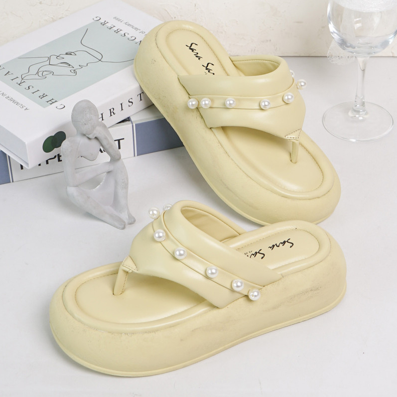 SARA SARA YUK - ALEXI Sandal Jepit Wanita Korea Wedges Tinggi 5 cm Empuk Ringan Size 36 - 40 Casual 