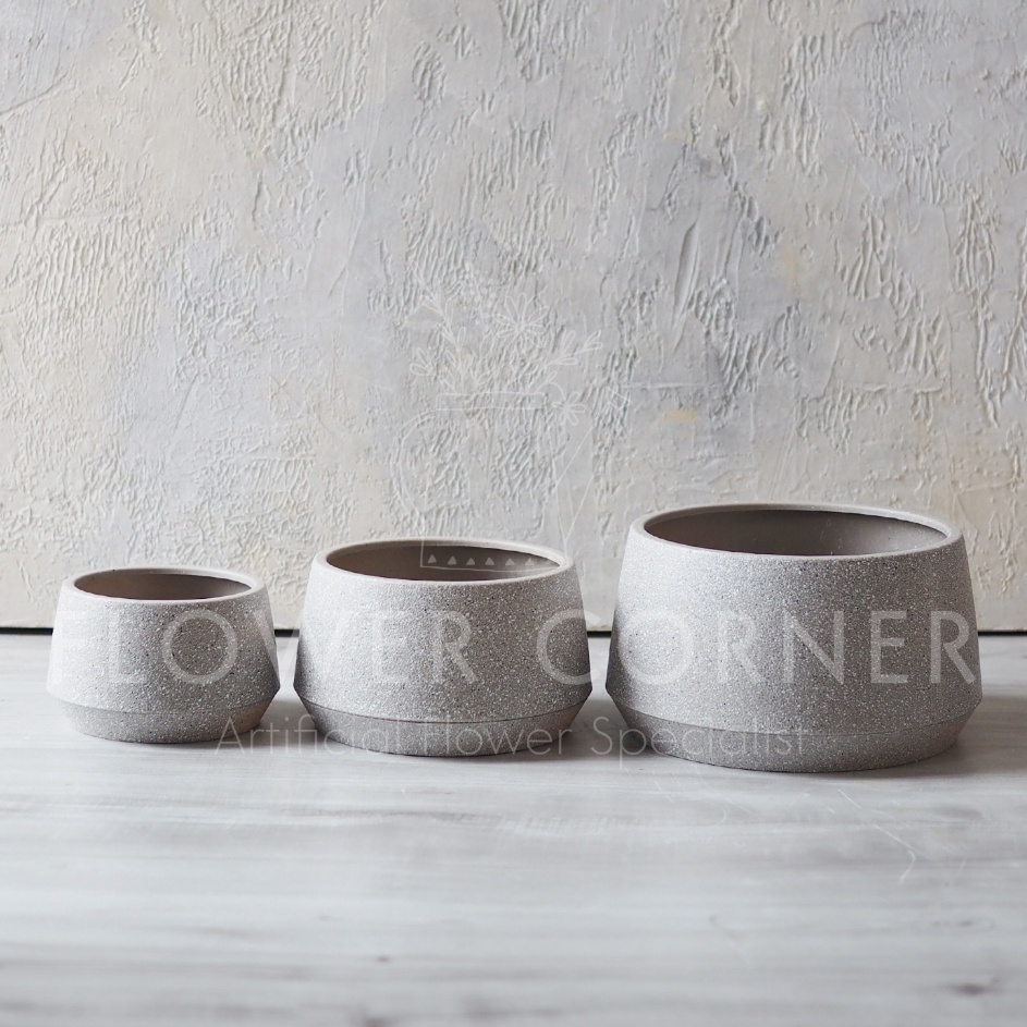 88 Vas Plastik Melamin Bowl with CementLike Texture Besar Sedang Kecil V2314