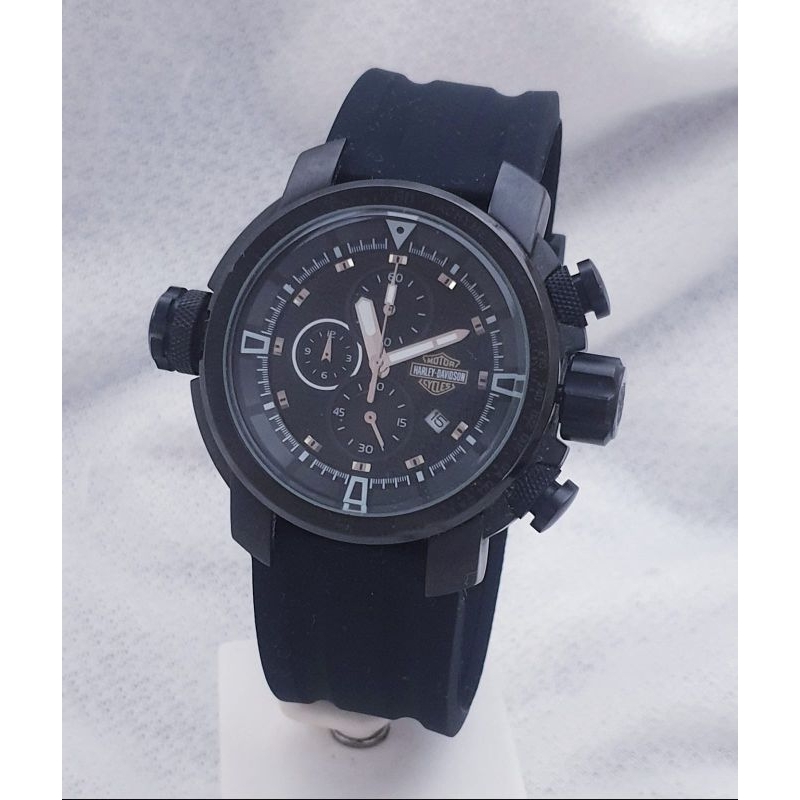 JAM TANGAN BIKER PRIA HD HARLEY DAVIDSON RUBBER