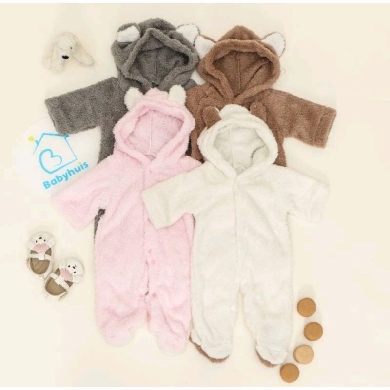 BABY HUIS ORI Romper bayi bulu/romper beruang bayi lucu/baju bayi