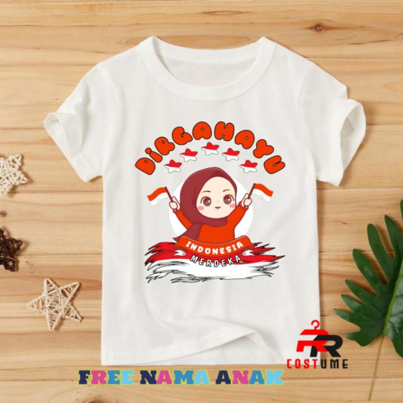 BAJU ANAK KAOS ANAK 17 AGUSTUS KEMERDEKAAN (FREE NAMA)