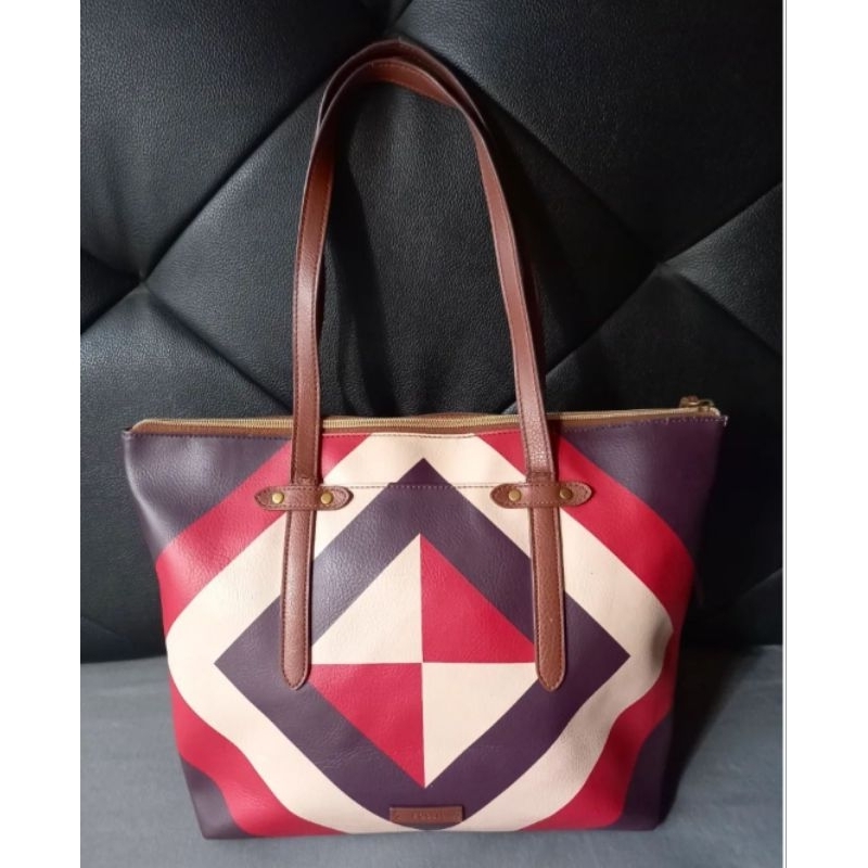 fossil tote bag preloved