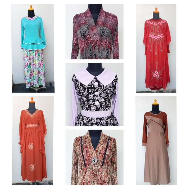 Gamis Wanita Katun Jersey Sifon Ceruty Dress