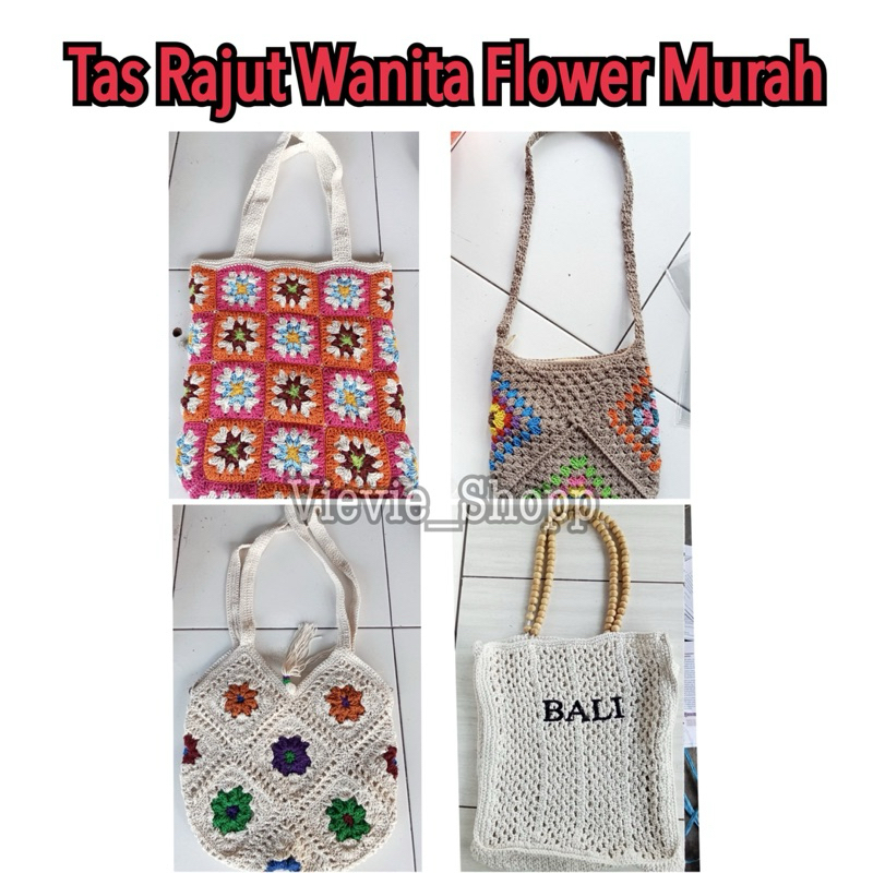 [COD] Tas Wanita/ Tas Rajut Cantik Flower Murah