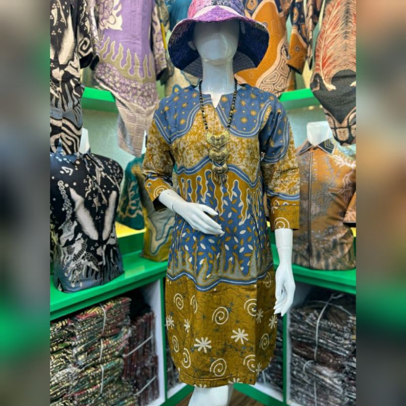 Tunik Batik DAMAR WULAN full lapisan trikot panjang 98 cm by QISTINA BATIK