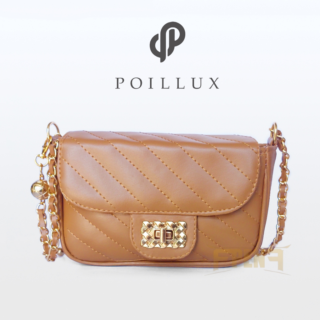 POILLUX [NICKI BAG] TAN Tas Selempang Wanita Mini Bag Kulit Cewek Tas Dompet Hp Sling Bag Tas Rantai