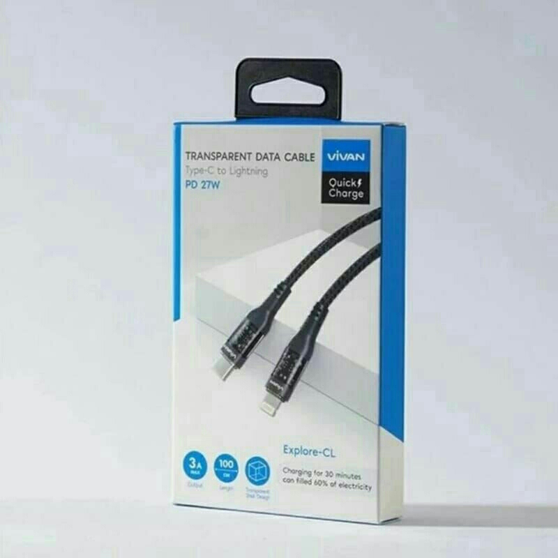 EXPLORE CL 27W KABEL VIVAN / CABLE DATA VIVAN USB C TO LIGHT-NING PD QUICK CHARGE 27W 100CM/BATAM BE