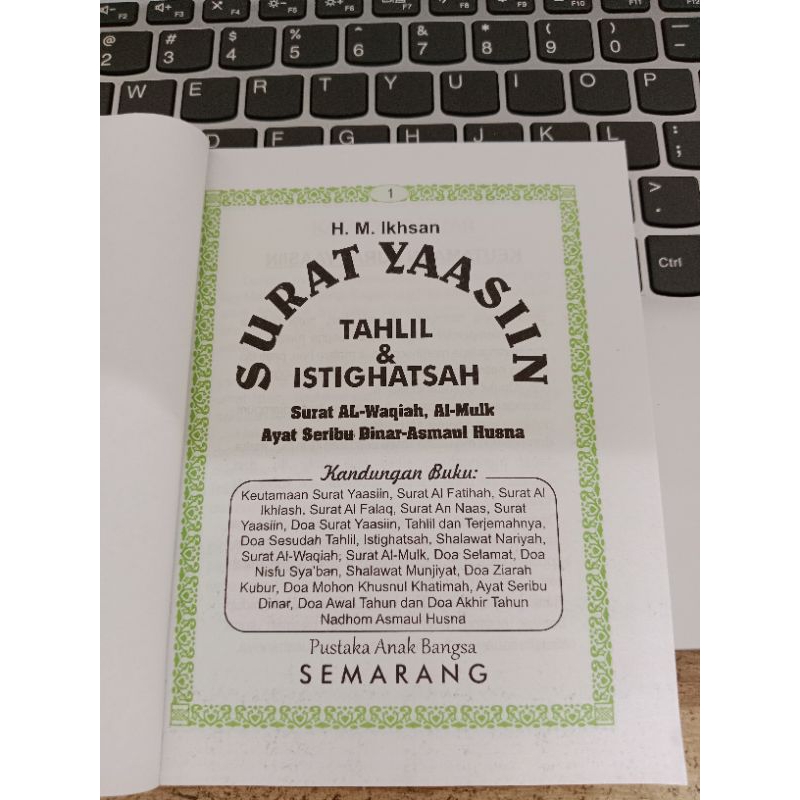 Blangko Yasin dan Isi Yasin bahan HVS dan CTS (art paper) putih Lengkap dengan Tahlil dan Arab Latin