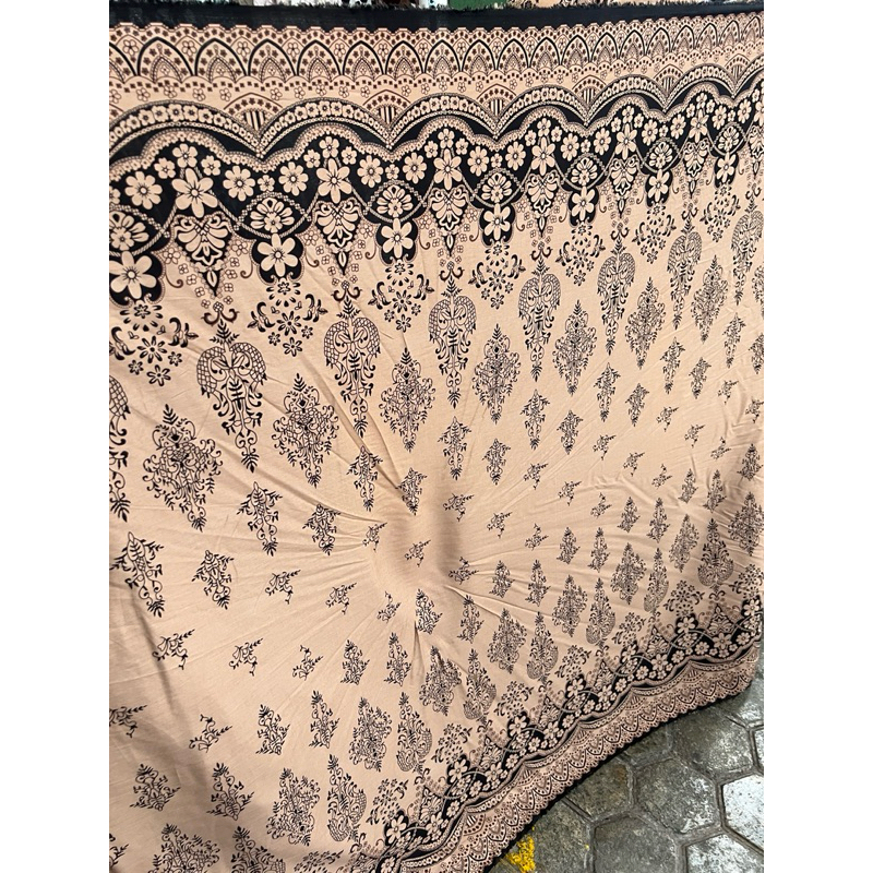 kain katun rayon viscose premium motif etnik dasar krem terbaru best seller