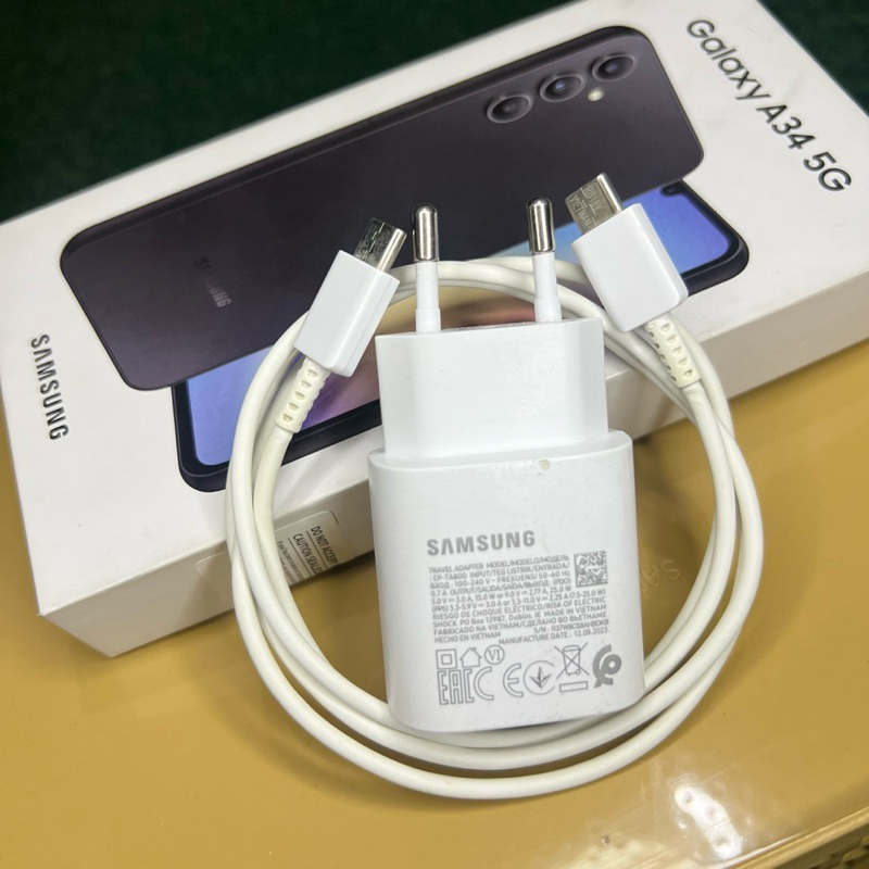 CAS CHARGER SAMSUNG A34 5G ORIGINAL BAWAAN HP 25 WATT C TO C SUPER FAST CHARGING SUPPORT A54 5G