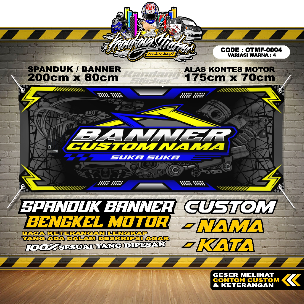 BANNER KONTES SPANDUK BENGKEL MOTOR OTMF-0004-VW4 ALAS KONTES BANNER RACING KOMUNITAS MOTOR RACING S
