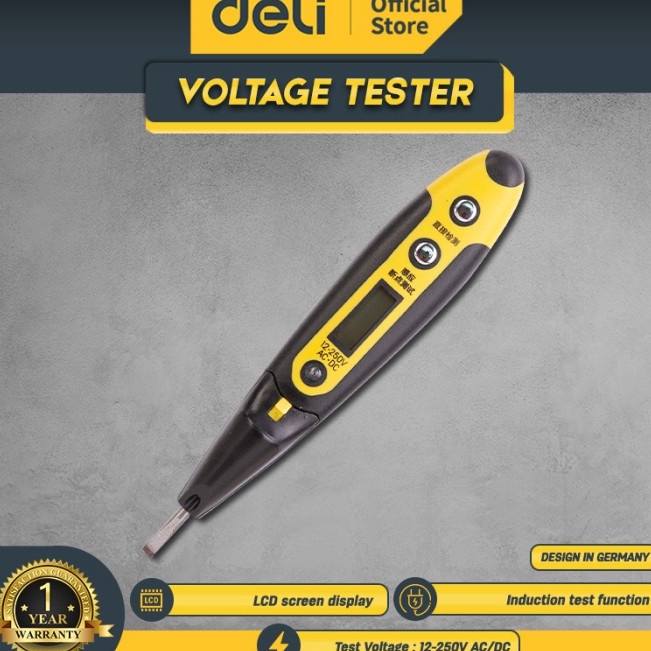 Yang Terbaik Deli Digital Test Pen Tespen Digital 1225V AC DC 14 cm DL85 Alat Perkakas