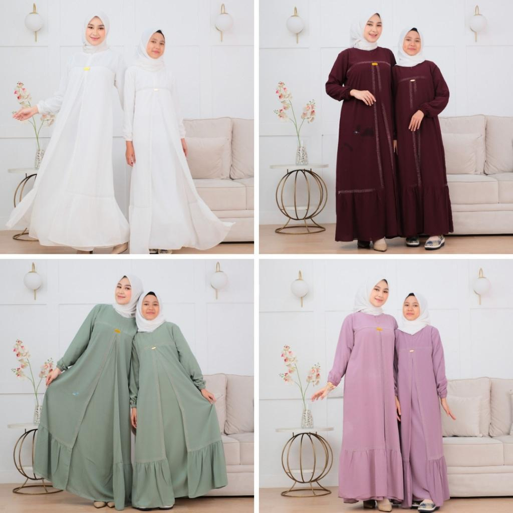 Gamis Couple Ibu Anak Perempuan Mewah Khanza Dress Ceruty Swarovsky baju kondangan wanita kekinian