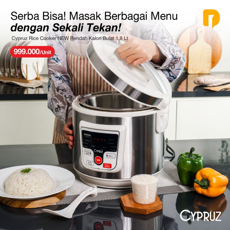 Cypruz Rice Cooker NEW Rendah Kalori Bulat 1.8 Lt Rice Cooker Cypruz Low Carbo Cypruz Rice Cooker Re
