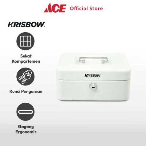 Murah Banget Ace Krisbow 2 cm Cash Box Ts3  Putih Tempat Uang Dengan Kunci Safety Money Storage Box 