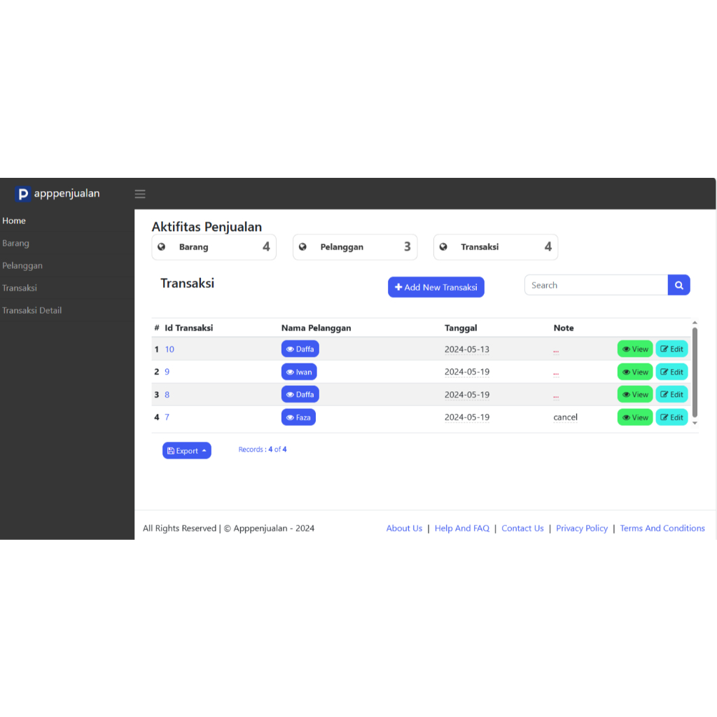Aplikasi Penjualan Berbasis Web / Aplikasi Kasir Berbasis Web / Web Application