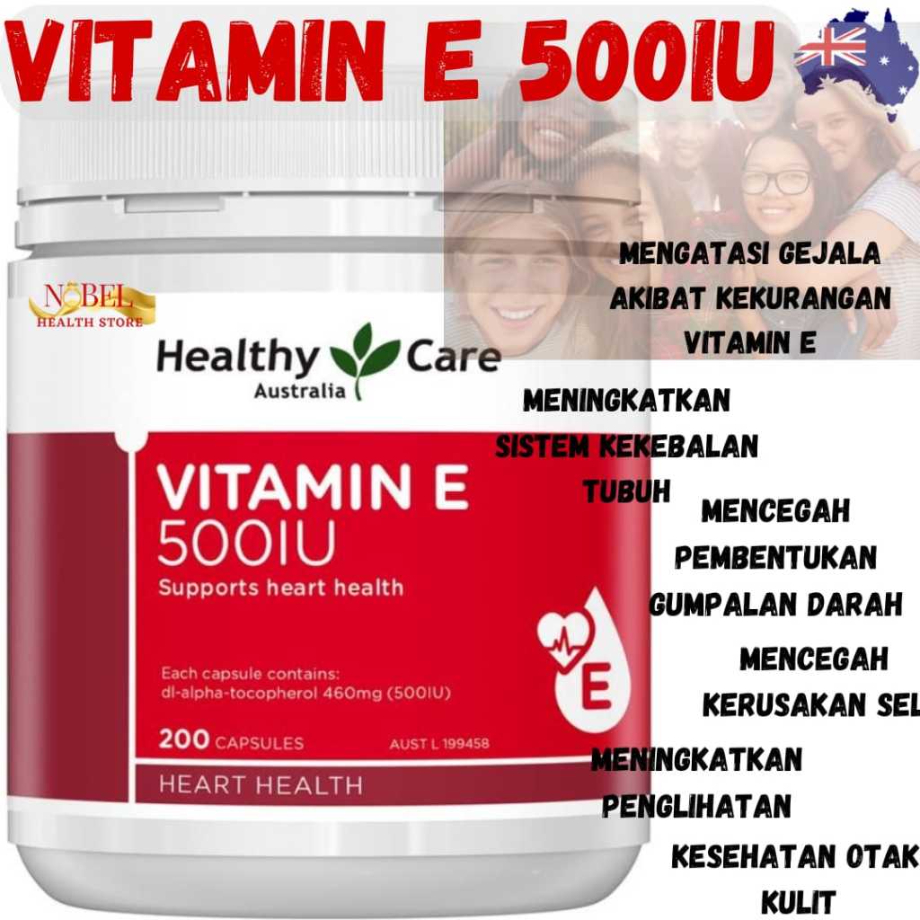 healthy care vitamin e 500iu 200 capsules