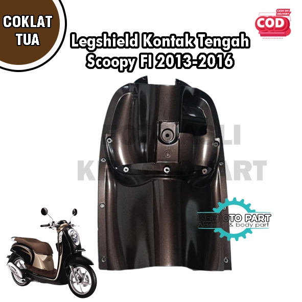 Cover Legshield Kontak Tengah Honda Scoopy FI 2013-2016 Cokelat Tua