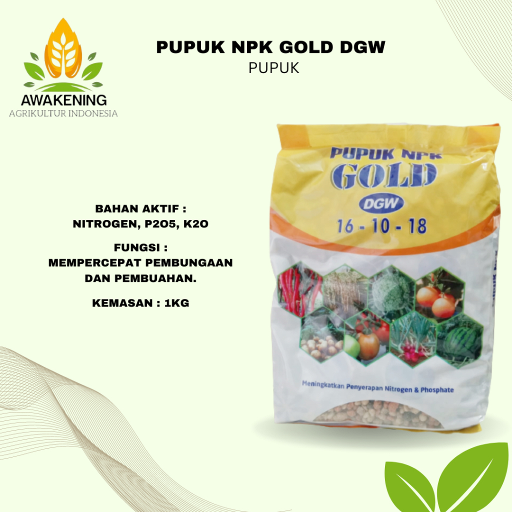 PUPUK NPK GOLD DGW 16-10-18 1KG