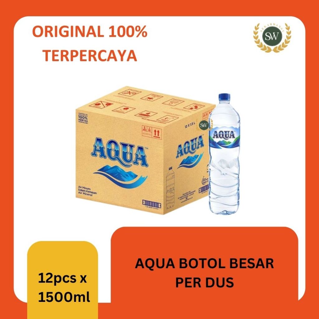 

Aqua BOTOL BESAR - AIR MINERAL - PER DUS - ISI 12 PCS 1500ml