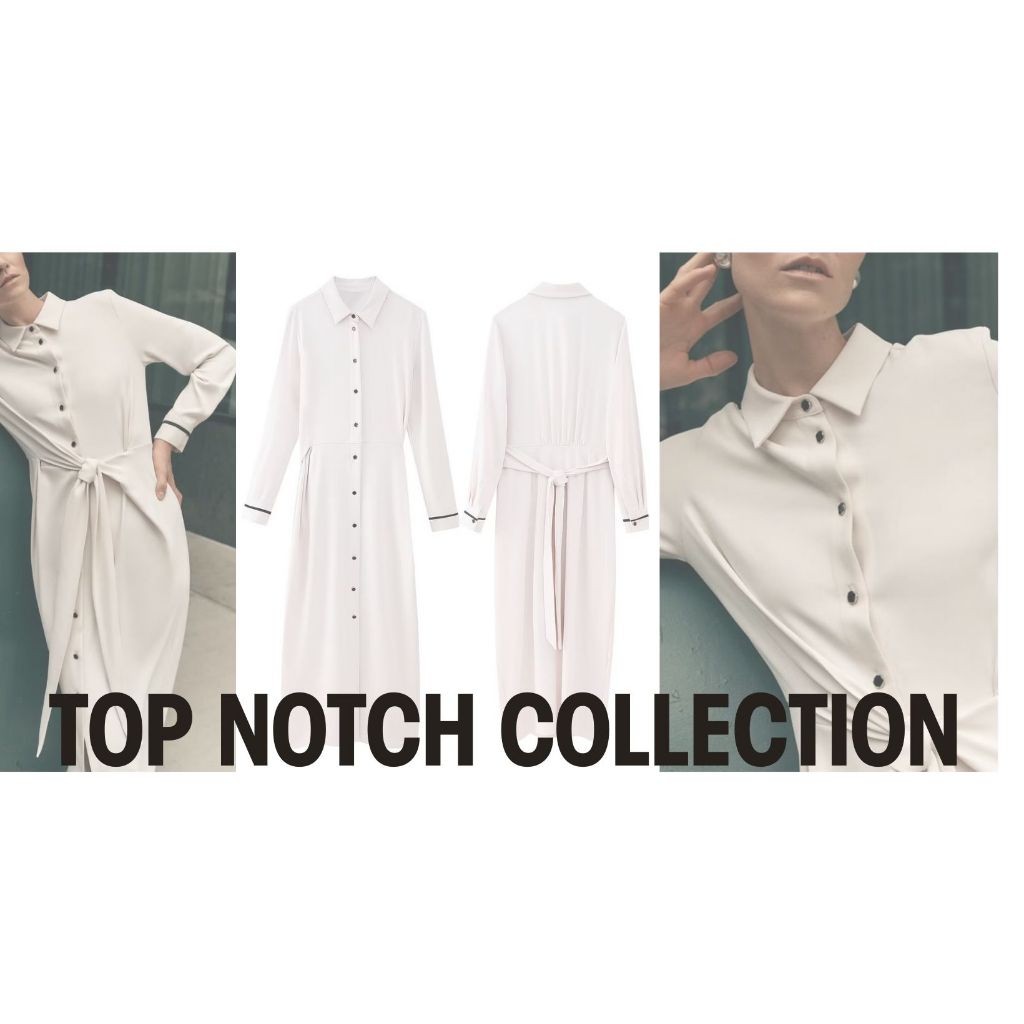 35902 Dress Putih Wanita Lengan Panjang White Long Dress