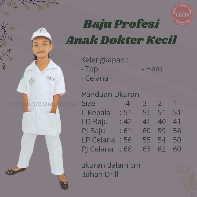 Baju Profesi Anak Baju Dokter