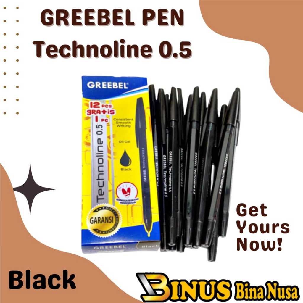 

GREEBEL BALLPEN TECHNOLINE 0.5 BLACK / PULPEN HITAM