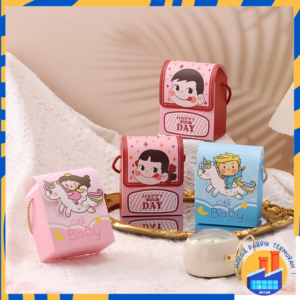 

HPT Goodie Bag Ulang Tahun Anak Motif Kartun Tas Bingkisan Hadiah Hampers Ulang Tahun Anak Kotak Souvenir Kantong Tentengan Bingkisan Paper Bag Kertas