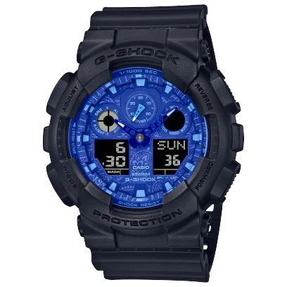 Casio G-Shock GA-100BP-1ADR / GShock GA100BP-1A BLUE PAISLEY SERIES