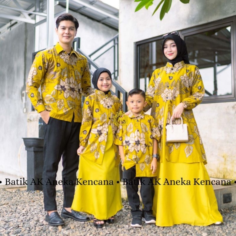 COUPLE GAMIS FAMILI BATIK KELUARGA, SARIMBIT IBU AYAH DAN ANAK