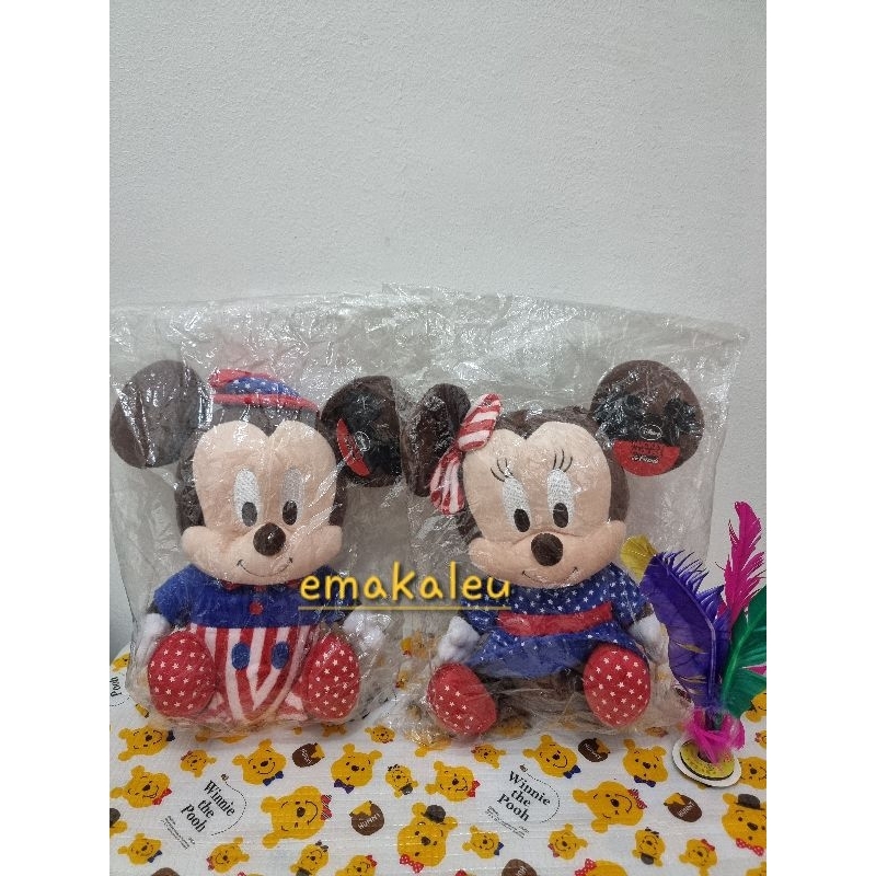 Boneka Sepasang Miki&Mini Tikus/ Mickey&Minnie Mouse Disney Segel Plastik CHANGI Airport