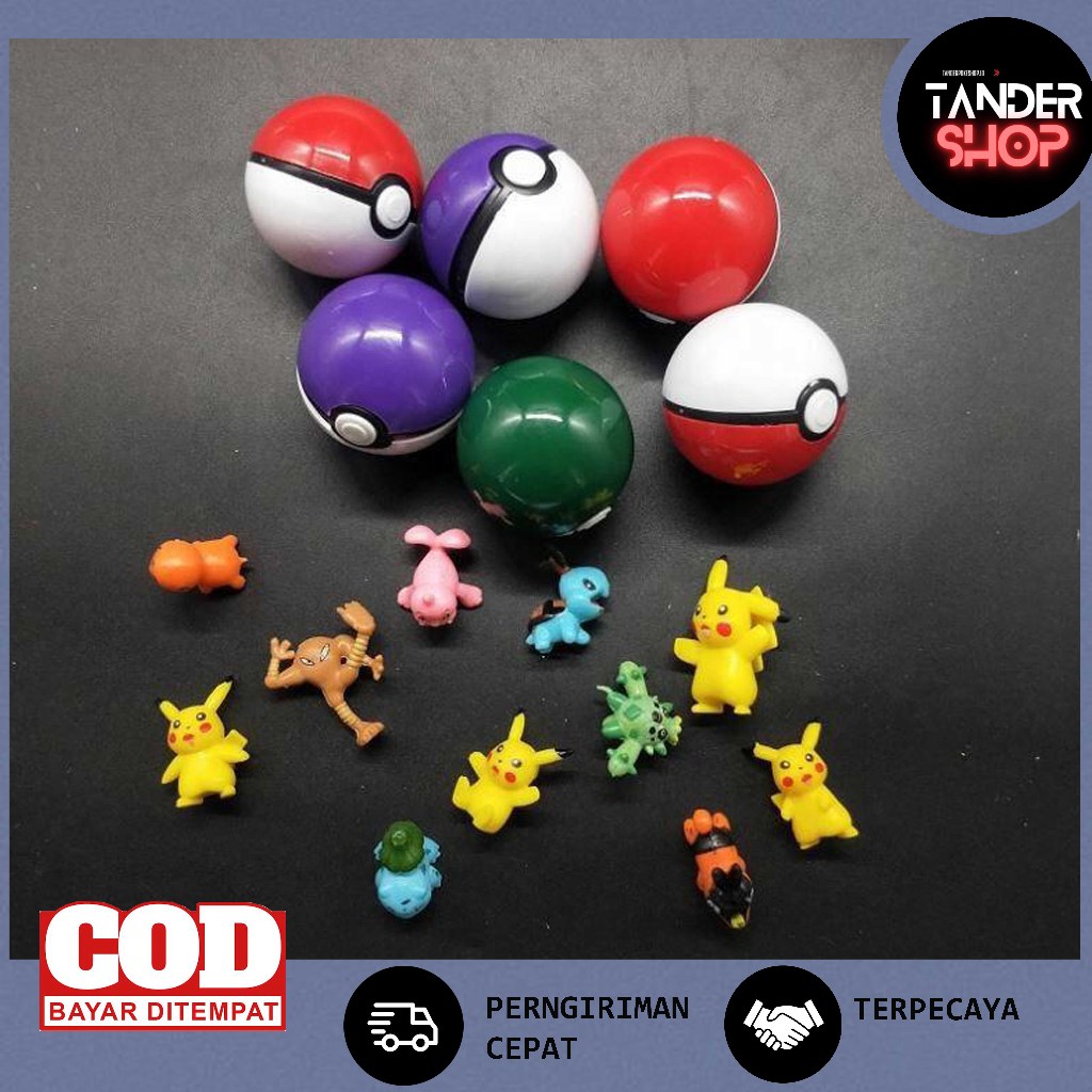 Bola Pokemon Mini 2cm berhadiah Figure Pokemon + Sticker