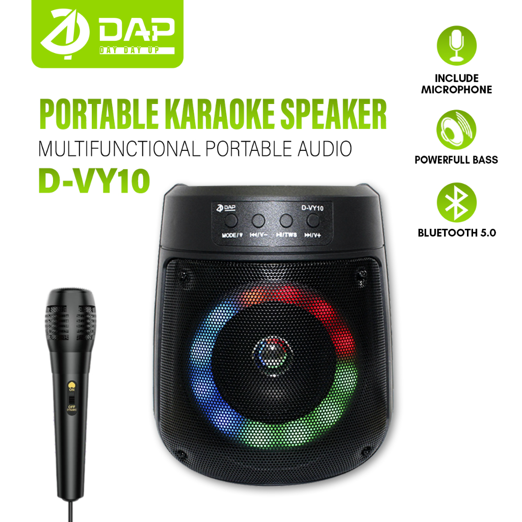 DAP Speaker Bluetooth D-VY10 Karaoke Free Mic 4 Inchi suport memory card aux & radio