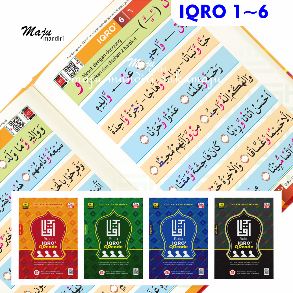 Iqro 1 sampai 6 Milenial Full Colour Tanpa Latin Belajar Mudah Mengaji Anak Warna Warni