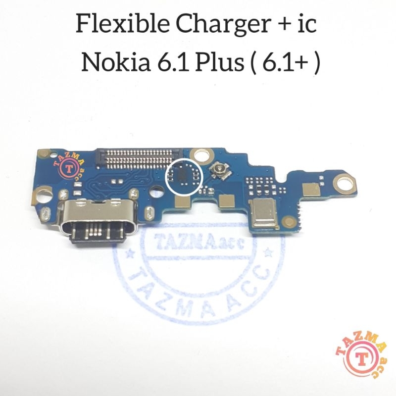 Nokia 6.1 plus Ori Flexible Charger + ic Flexibel Fleksibel Konektor Cas Charger NOKIA 6.1+