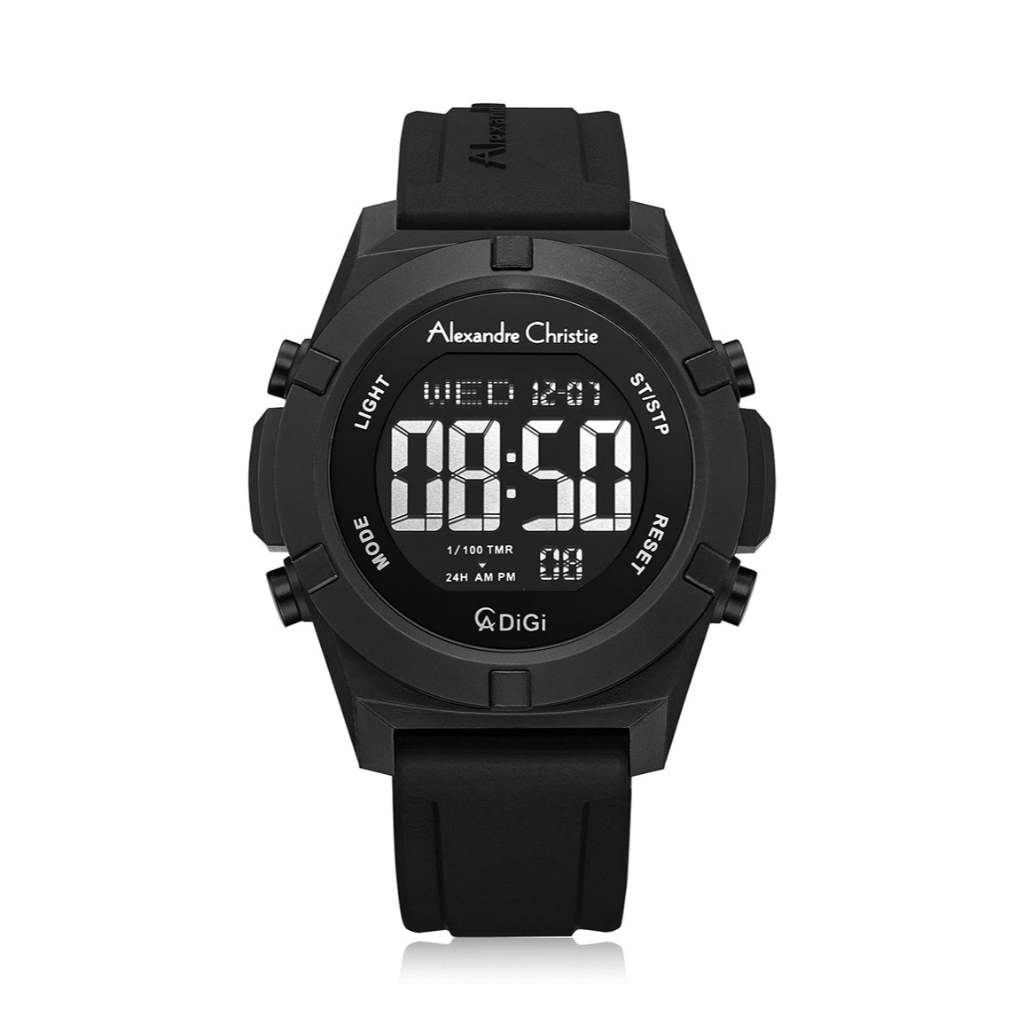 Alexandre Christie AC 9371 MHRIPBA Hitam Original / Jam Tangan Pria Digital Karet MH