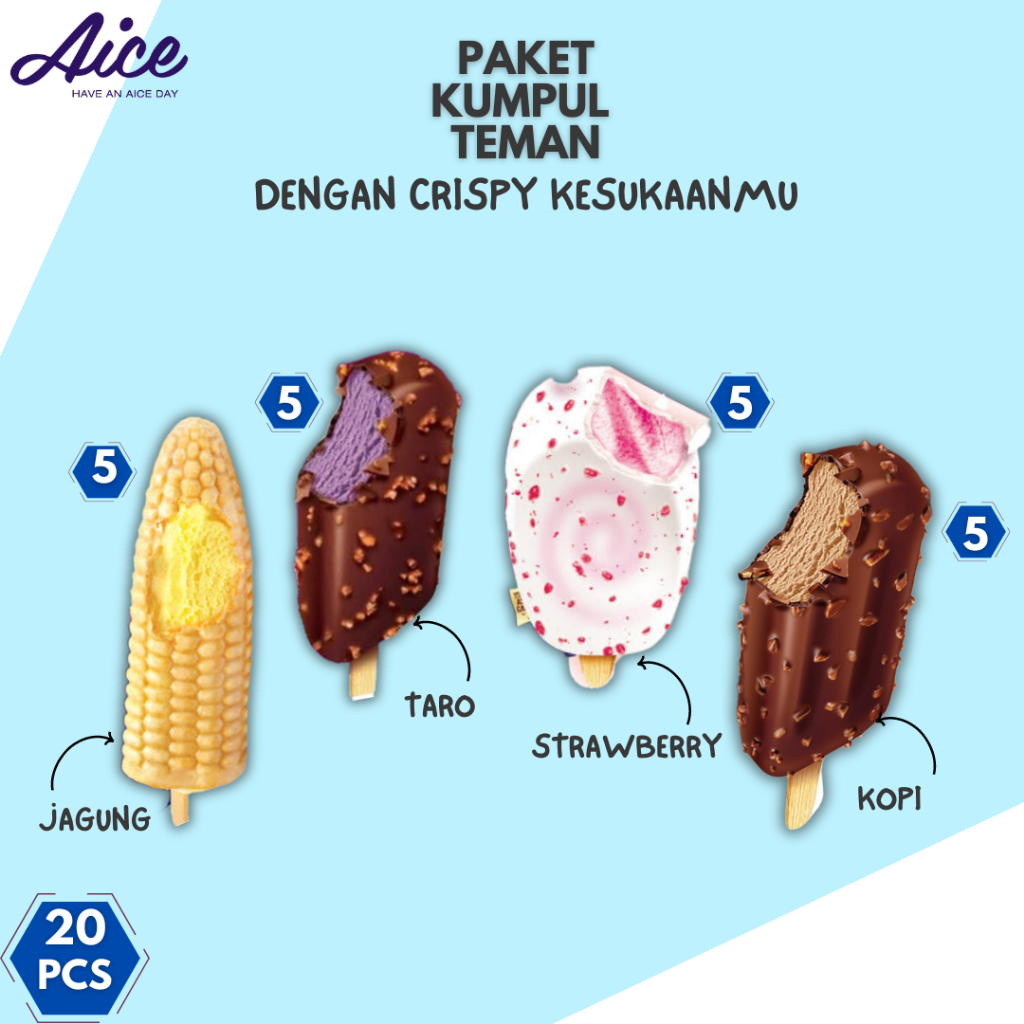 

Es Krim Crispy Aice Paket Kumpul Teman 20pcs Ice Cream