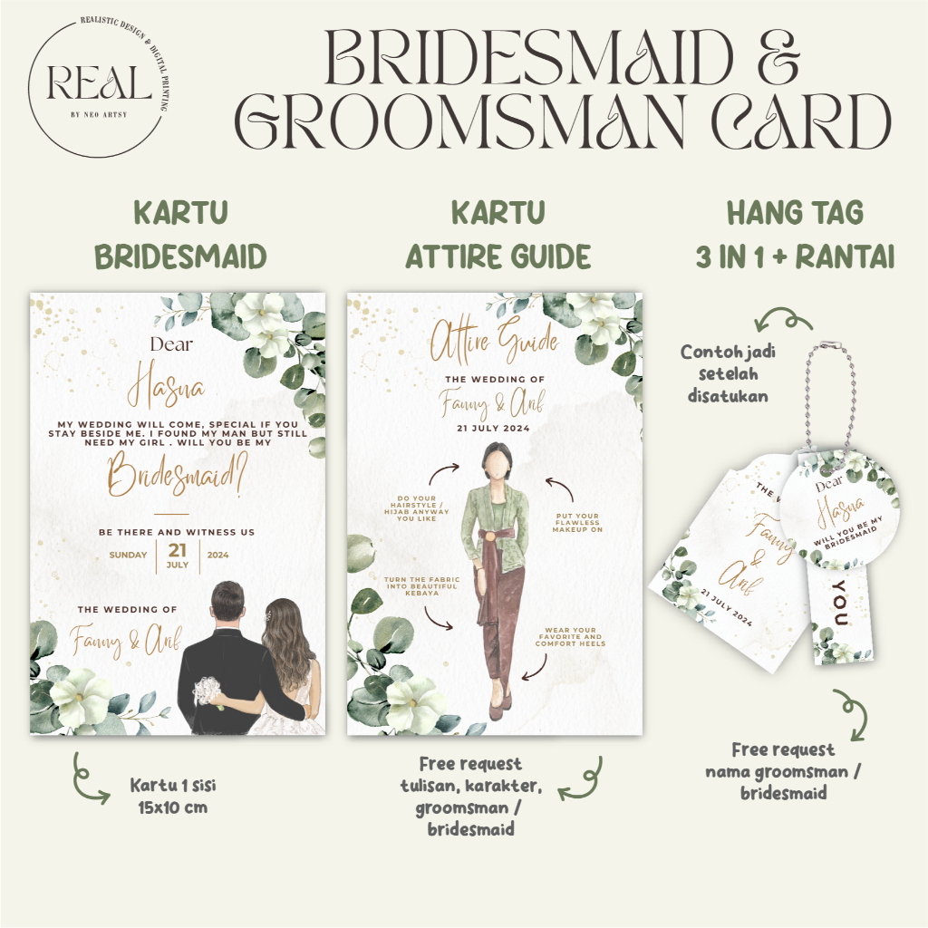 Bridesmaid Card / Kartu Bridesmaid / Hangtag Bridesmaid