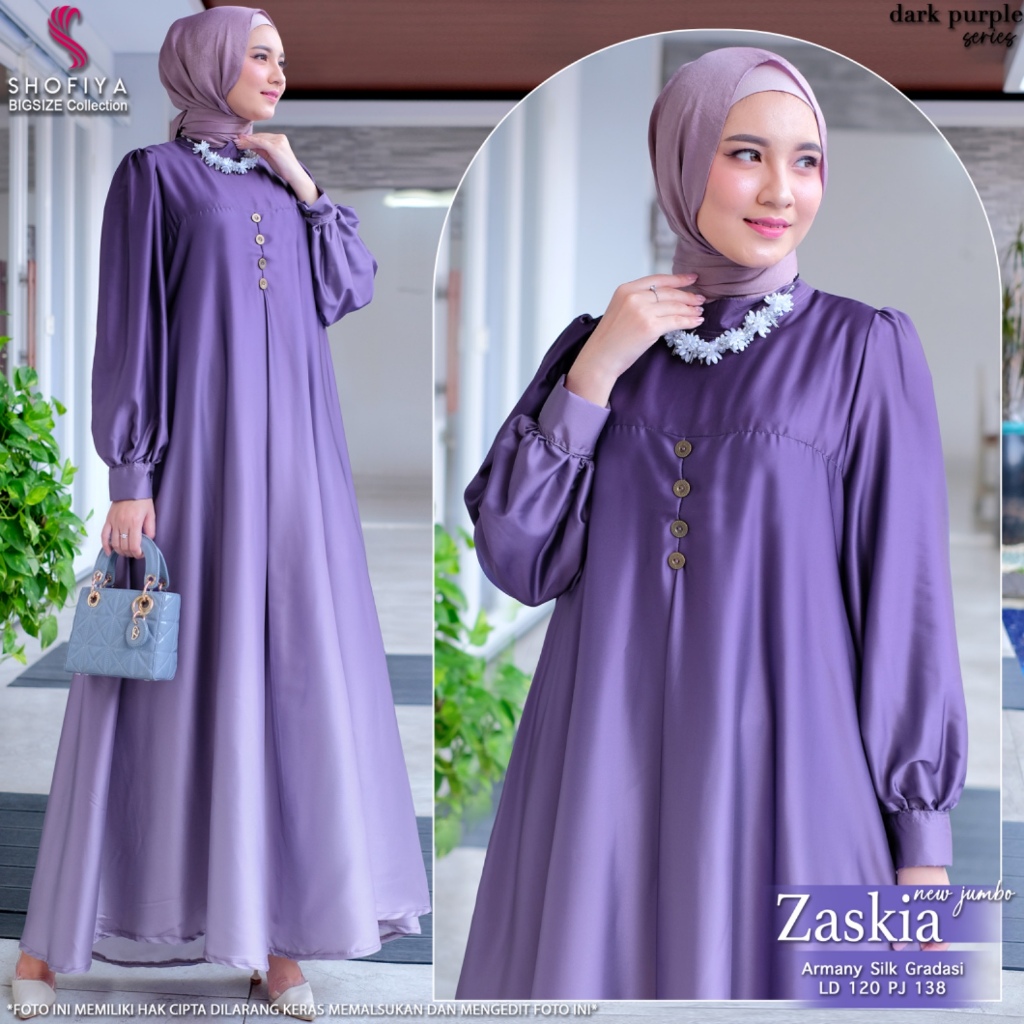 GAMIS DRESS SILK ZASKIA // FASHION MUSLIM KEKINIAN ORIGINAL // GISEL #2 BY UWAIS // MEGHAN BY SPASSY
