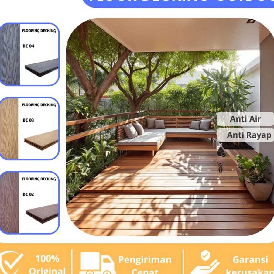 TERBARU FLOOR Decking WPC Outdoor Motif Kayu  Lantai Decking Kayu Kolam Renang  Taman