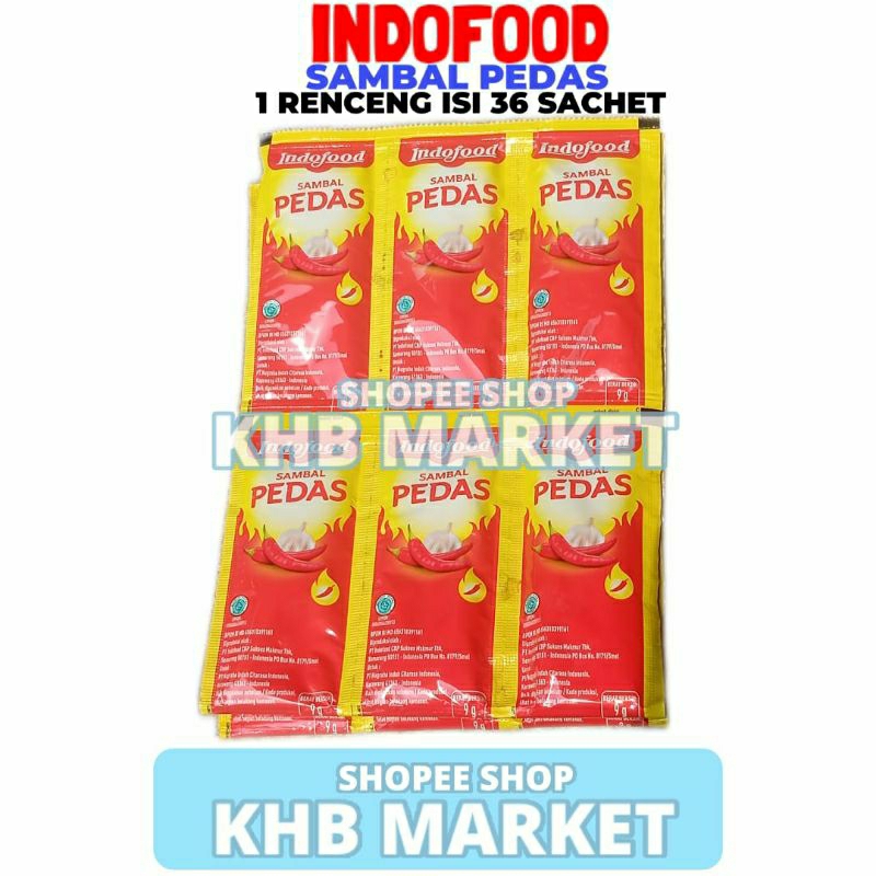 

Sambal Pedas Indofood 1 Renceng Isi 36 Sachet 9GR