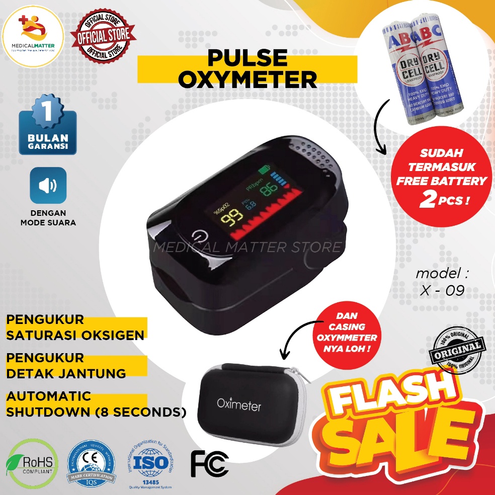 Termurah Oxymeter Pulse  Oximeter Fingertip A2  Omron Saturasi Oksigen Bonus Oxymeter Case  Baterai 