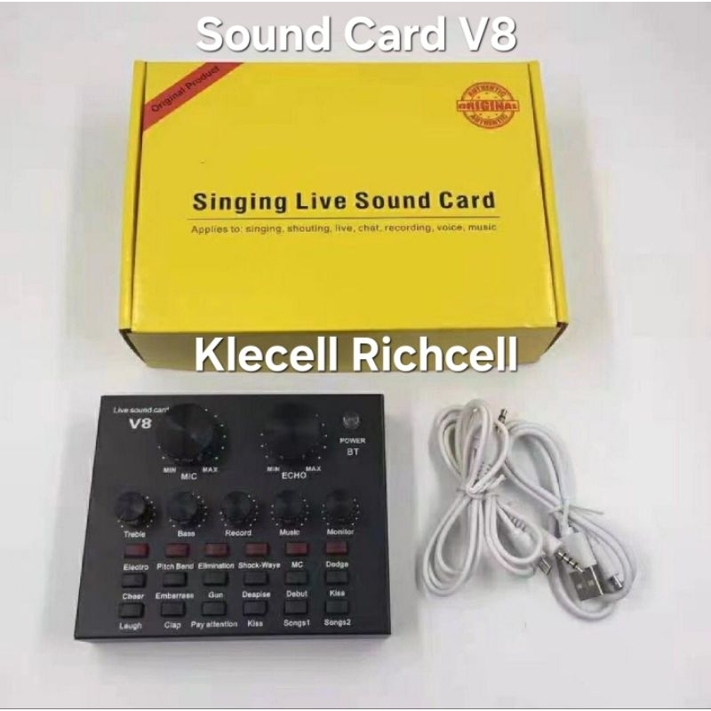Soundcard V8 Bluetooth Live Mixer Broadcast Audio Fullset