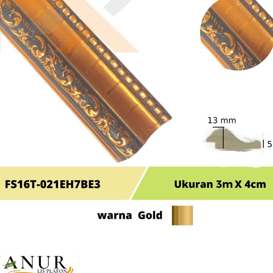SALE Lis plafon PVC  Lis Pigura Motiv  Warna Gold  P 3M x L 4Cm 1batang