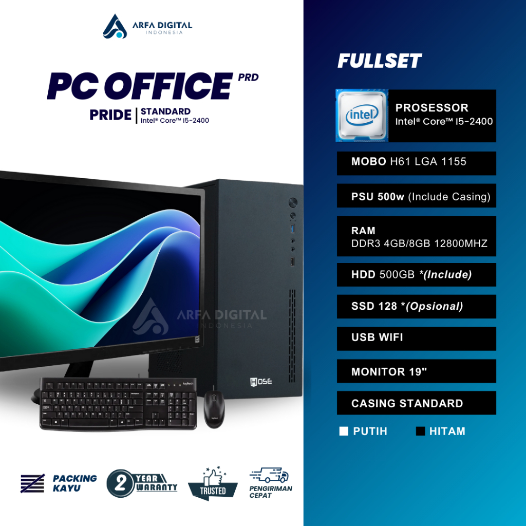 Komputer Full Set Murah Intel Core I5 Ram 8GB SSD 120GB HDD 500GB LED 19