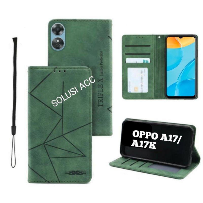 CASE DOMPET KULIT OPPO A17 A17K FLIP COVER BUKA TUTUP LEATHER CASE MAGNET PREMIUM BERKUALITAS SARUNG