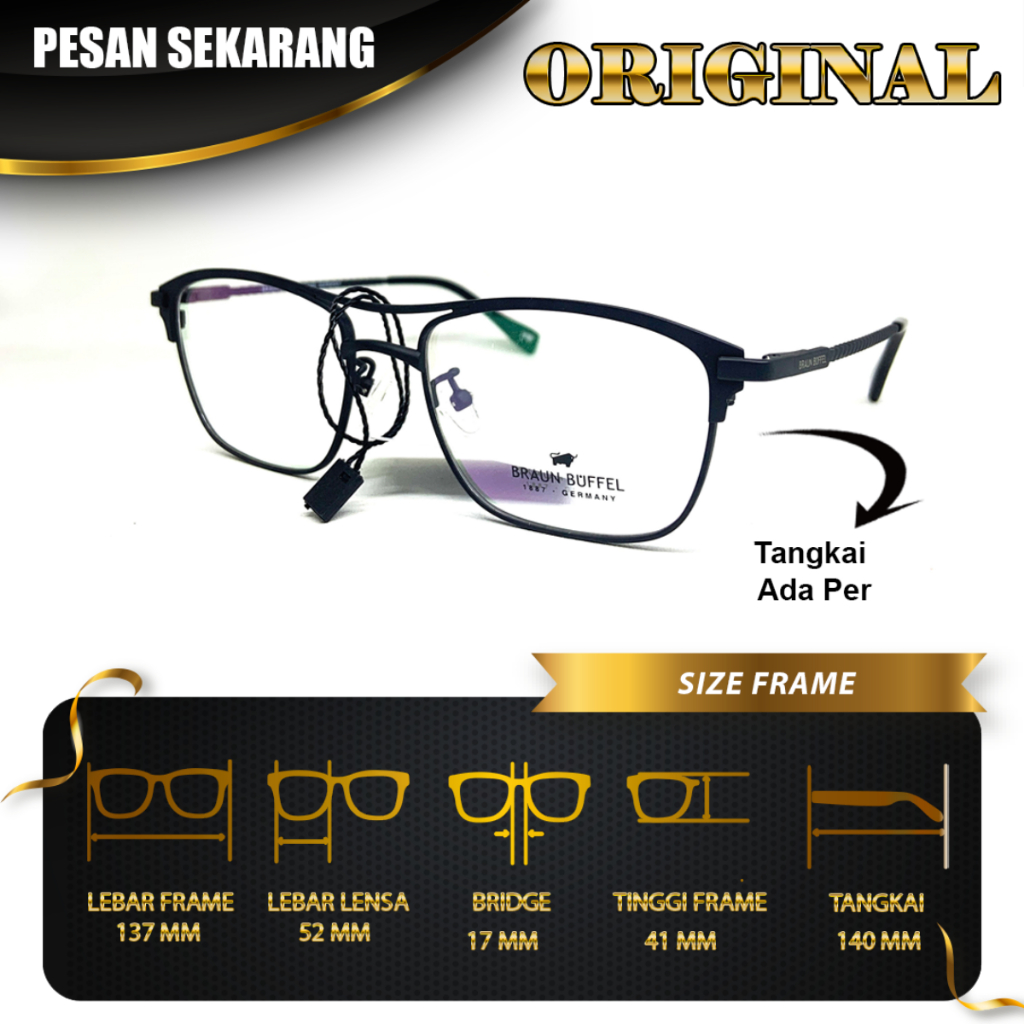 FRAME KACAMATA BRAUN BUFFEL ORIGINAL FRAME SIZE 52